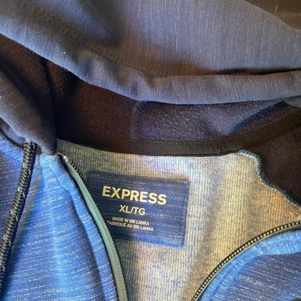 Express XL Short Blue and Black Hoodie Sweatshirt